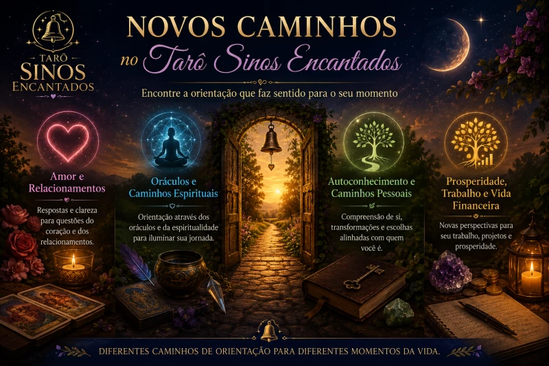 Novos caminhos no Tarô Sinos Encantados: encontre a orientação que faz sentido para o seu momento